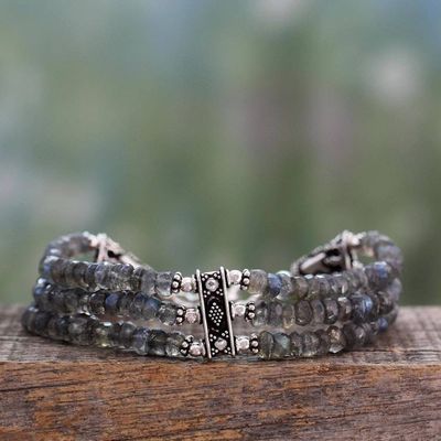 Alternate image for Hand Made Labradorite Beaded Bracelet with Sterling Silver  Mystery of Love