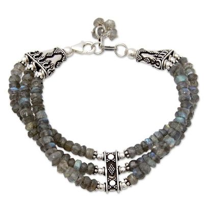 Alternate image for Hand Made Labradorite Beaded Bracelet with Sterling Silver  Mystery of Love