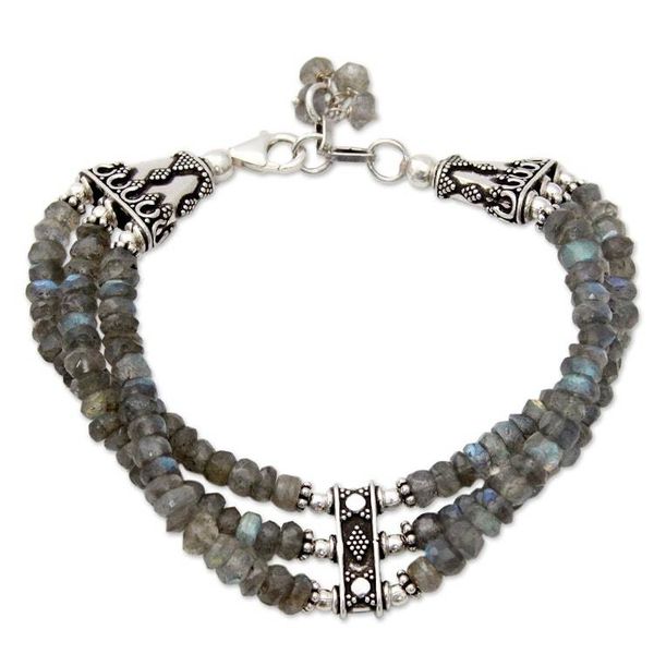Alternate image for Hand Made Labradorite Beaded Bracelet with Sterling Silver Mystery of Love