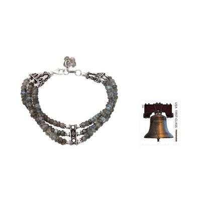 Alternate image for Hand Made Labradorite Beaded Bracelet with Sterling Silver  Mystery of Love