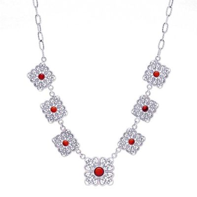 Alternate image for Carnelian and Sterling Silver Filigree Link Necklace Morning Love