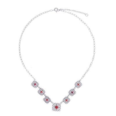 Alternate image for Carnelian and Sterling Silver Filigree Link Necklace Morning Love