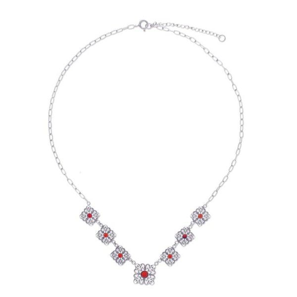 Alternate image for Carnelian and Sterling Silver Filigree Link Necklace Morning Love