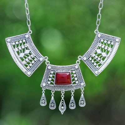 Primary image for Natural Carnelian Statement Pendant Necklace from Thailand Courageous Realm