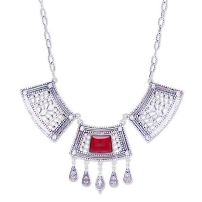Alternate image for Natural Carnelian Statement Pendant Necklace from Thailand Courageous Realm