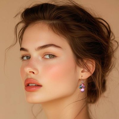 Alternate image for Artisan-Made Pink-Palette Multi-Gemstone Cluster Earrings Thai Belle