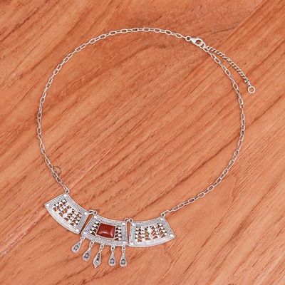 Alternate image for Natural Carnelian Statement Pendant Necklace from Thailand Courageous Realm