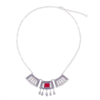 Alternate image for Natural Carnelian Statement Pendant Necklace from Thailand Courageous Realm