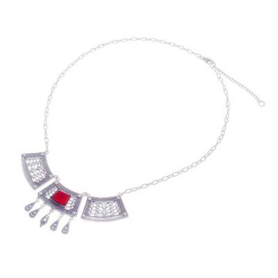 Alternate image for Natural Carnelian Statement Pendant Necklace from Thailand Courageous Realm