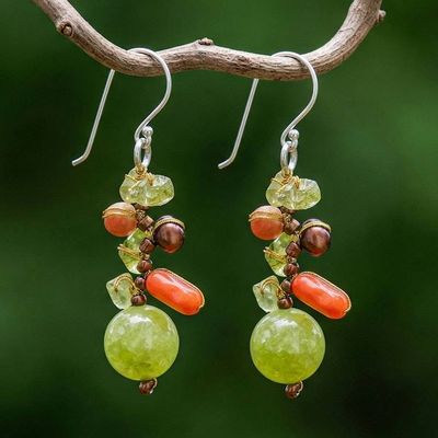 Primary image for Citrus-Palette Multi-Gemstone Beaded Earrings from Thailand Citrus Way