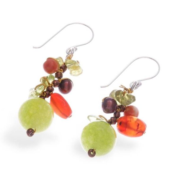 Alternate image for Citrus-Palette Multi-Gemstone Beaded Earrings from Thailand Citrus Way