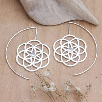 Alternate image for Chakra-Inspired Floral Drop Earrings with Cubic Zirconia Chakra Bouquet