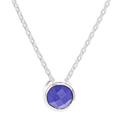 Alternate image for Lapis Lazuli and Sterling Silver Pendant Necklace Sweet Sun in Blue