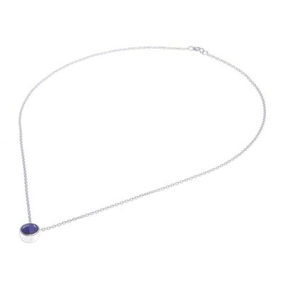 Alternate image for Lapis Lazuli and Sterling Silver Pendant Necklace Sweet Sun in Blue