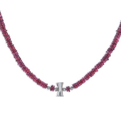 Alternate image for Garnet and Karen Silver Beaded Necklace from Thailand Velvet Love