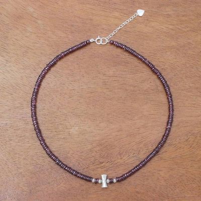 Alternate image for Garnet and Karen Silver Beaded Necklace from Thailand Velvet Love