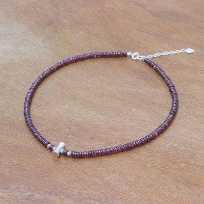 Alternate image for Garnet and Karen Silver Beaded Necklace from Thailand Velvet Love