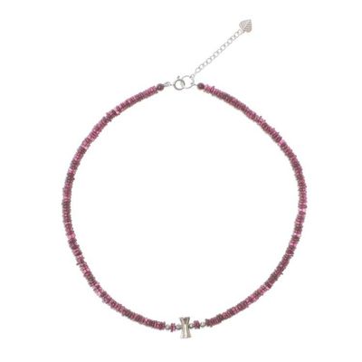 Alternate image for Garnet and Karen Silver Beaded Necklace from Thailand Velvet Love