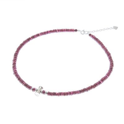 Alternate image for Garnet and Karen Silver Beaded Necklace from Thailand Velvet Love