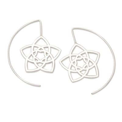 Alternate image for Geometric Floral Sterling Silver Drop Earrings from Bali Starry Bouquet