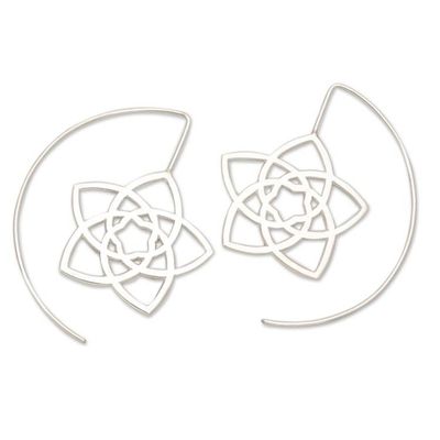 Alternate image for Geometric Floral Sterling Silver Drop Earrings from Bali Starry Bouquet