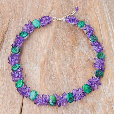 Primary image for Serpentine and Purple Glass Beaded Necklace Forest Glade