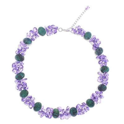Alternate image for Serpentine and Purple Glass Beaded Necklace Forest Glade
