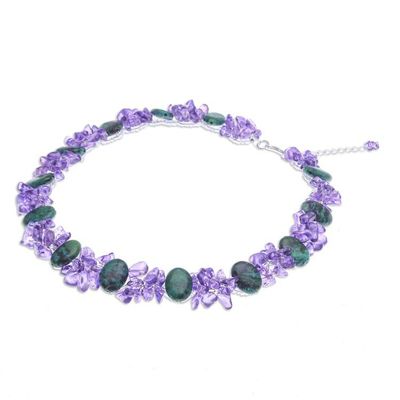 Alternate image for Serpentine and Purple Glass Beaded Necklace Forest Glade