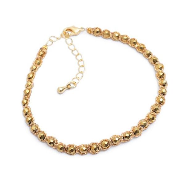 Alternate image for Hematite Beaded Macrame Bracelet with Gold-Plated Clasp Blissful Gleam