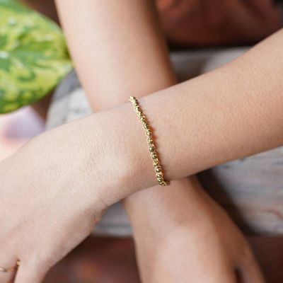 Alternate image for Hematite Beaded Macrame Bracelet with Gold-Plated Clasp Blissful Gleam