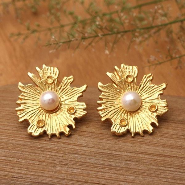 Alternate image for Whimsical Mushroom-Inspired Cultured Pearl Button Earrings Pearly Nature