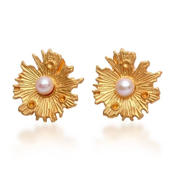 Alternate image for Whimsical Mushroom-Inspired Cultured Pearl Button Earrings Pearly Nature