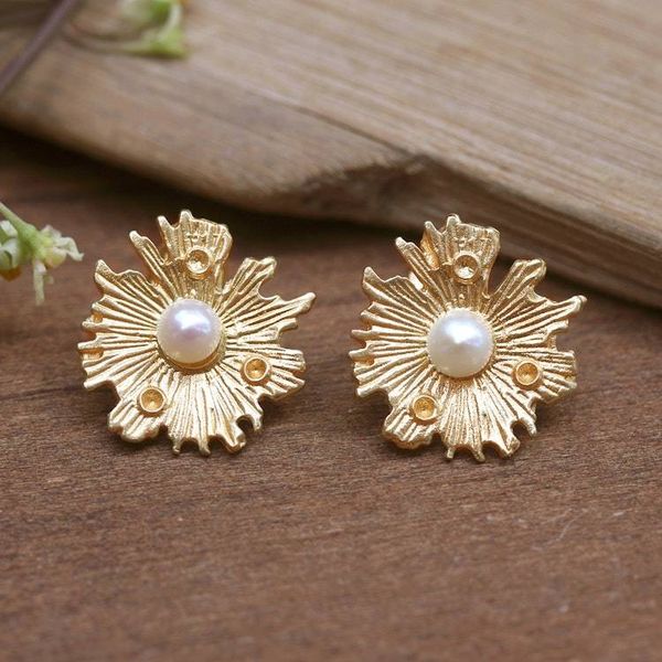 Alternate image for Whimsical Mushroom-Inspired Cultured Pearl Button Earrings Pearly Nature