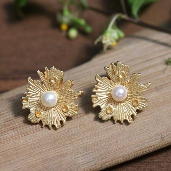 Alternate image for Whimsical Mushroom-Inspired Cultured Pearl Button Earrings Pearly Nature
