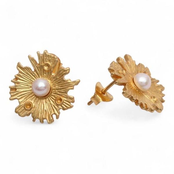 Alternate image for Whimsical Mushroom-Inspired Cultured Pearl Button Earrings Pearly Nature