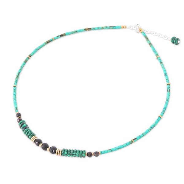 Alternate image for Green Multi-Gemstone Choker Beaded Necklace from Thailand Sublime Paradise