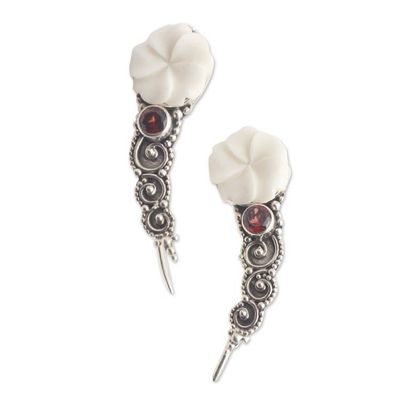 Alternate image for Sterling Silver and Garnet Climber Earrings White Jepun
