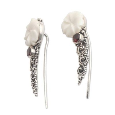 Alternate image for Sterling Silver and Garnet Climber Earrings White Jepun