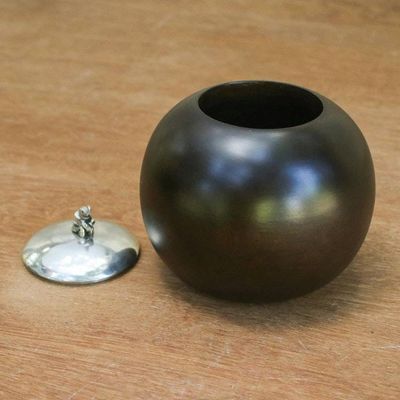 Alternate image for Handmade Thai Raintree Wood Elephant Decorative Jar Baby Elephant