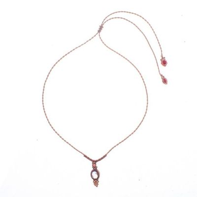 Alternate image for Amethyst Quartz Macrame Pendant Necklace with Brass Beads Boho Style