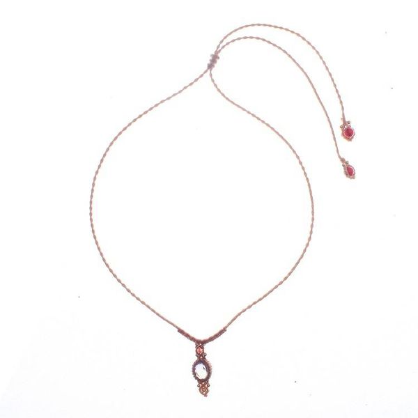 Alternate image for Amethyst Quartz Macrame Pendant Necklace with Brass Beads Boho Style