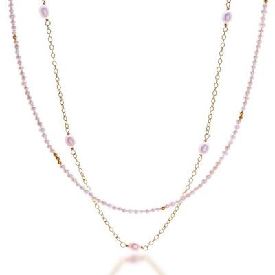 Alternate image for Cultured Pearl Double-Strand Necklace with 24k Gold Plating Luminous Duo