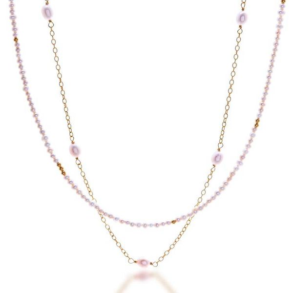 Alternate image for Cultured Pearl Double-Strand Necklace with 24k Gold Plating Luminous Duo
