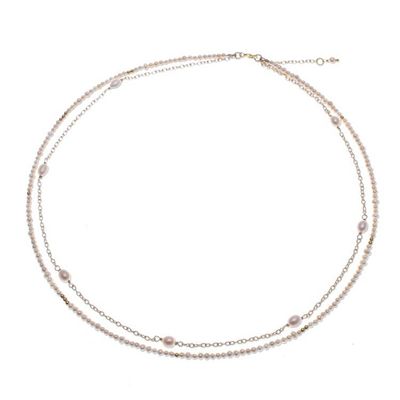 Alternate image for Cultured Pearl Double-Strand Necklace with 24k Gold Plating Luminous Duo