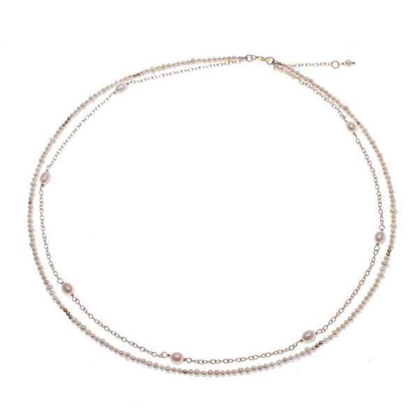 Alternate image for Cultured Pearl Double-Strand Necklace with 24k Gold Plating Luminous Duo