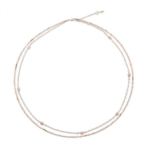 Alternate image for Cultured Pearl Double-Strand Necklace with 24k Gold Plating Luminous Duo