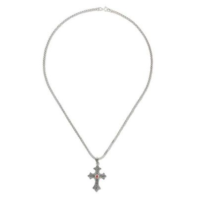 Alternate image for Sterling Silver Cross Pendant Necklace from Thailand Gothic Faith