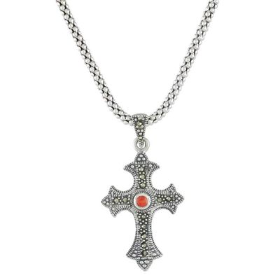 Alternate image for Sterling Silver Cross Pendant Necklace from Thailand Gothic Faith