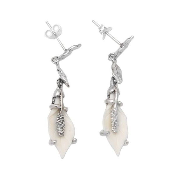 Alternate image for Polished Lily-Themed Sterling Silver Dangle Earrings Lily of Peace