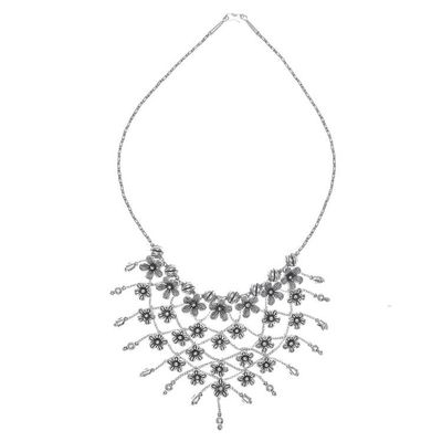 Alternate image for Stunning Floral 950 Silver Collar Necklace Floral Net